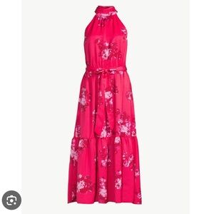 Pink Floral Halter Dress 🌺